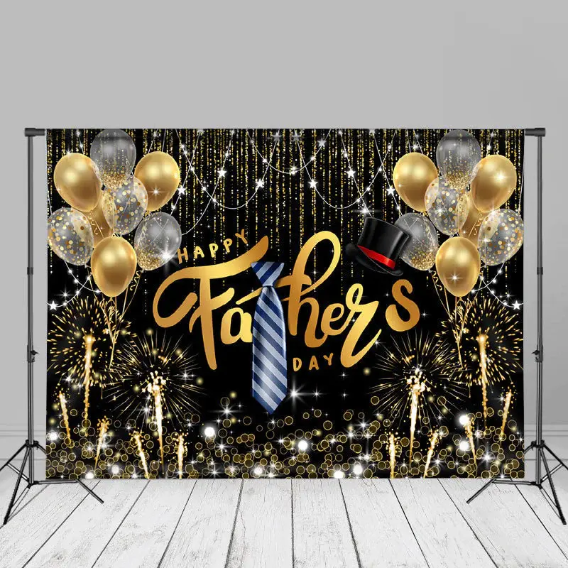Balloons Sparkling Black Bokeh Fathers Day Backdrop - Aperturee