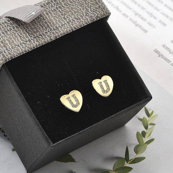 Rack Plating Brass Micro Pave Clear Cubic Zirconia Stud Earrings