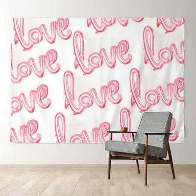 Aperturee Pink Love Theme White Valentines Backdrop For Photo