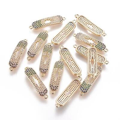 Brass Micro Pave Cubic Zirconia Links