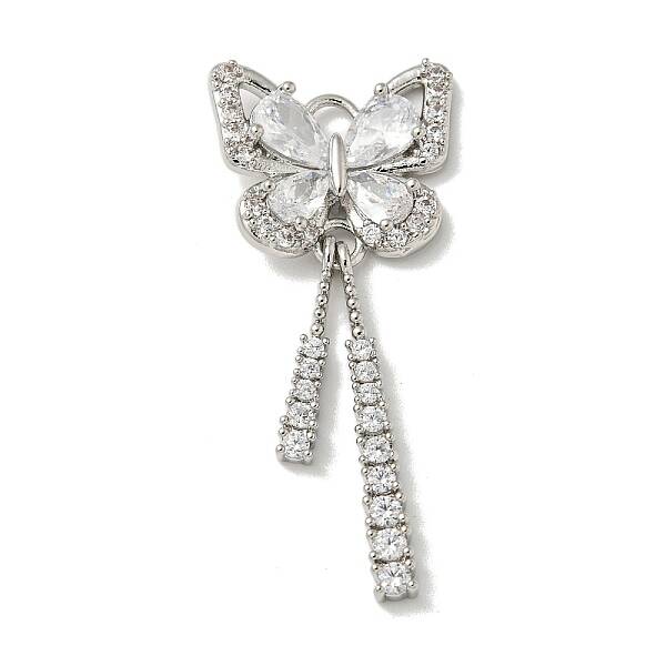 Brass Micro Pave Clear Cubic Zirconia Studs Pendants
