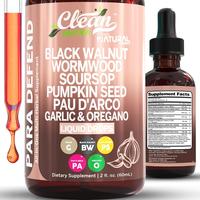 Para Defend Black Walnut Liquid Drops with Sweet Wormwood, Soursop, Garlic, Pumpkin Seed, Pau D'Arco, Oregano, Turmeric, Berb...