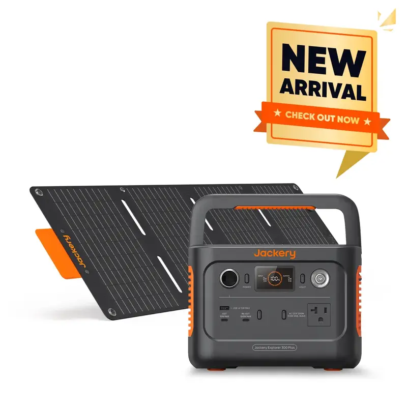 Jackery Solar Generator 300 Plus Portable Power Station with 40W Book-sized Solar Panel For Summer Travel, 288Wh Backup LiFeP...