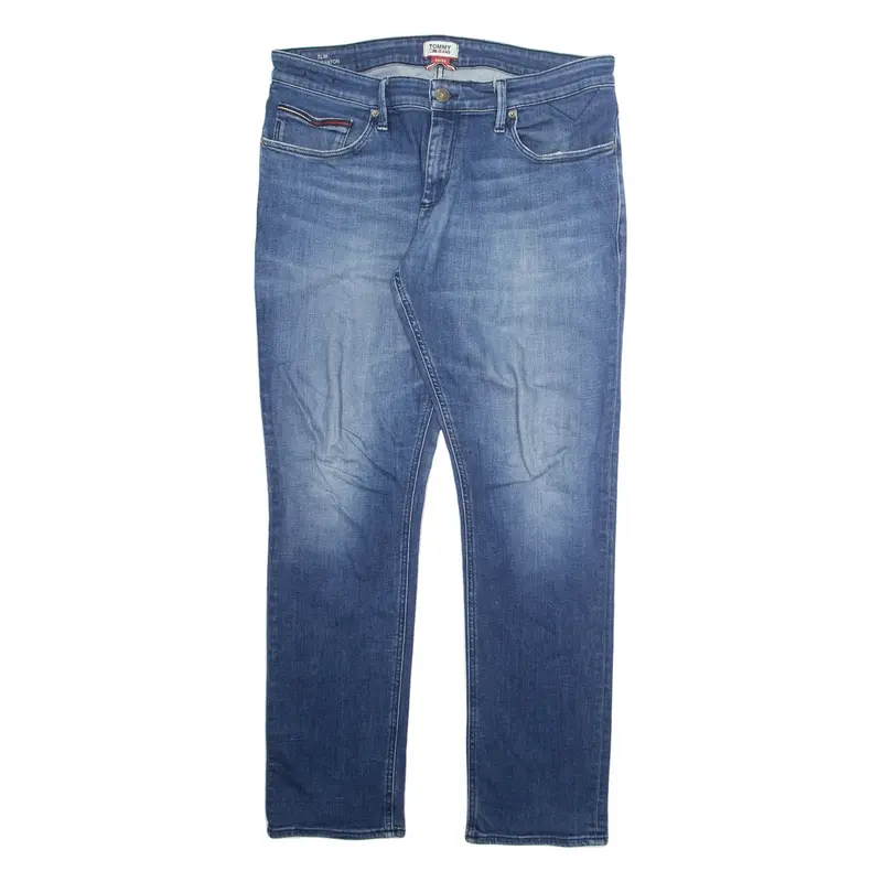 TOMMY HILFIGER Mens Jeans Blue Regular Skinny Stone Wash W36 L32