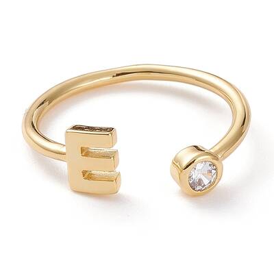 Brass Micro Pave Clear Cubic Zirconia Cuff Rings