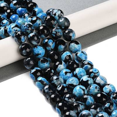 Natural Fire Crackle Agate Beads Strands