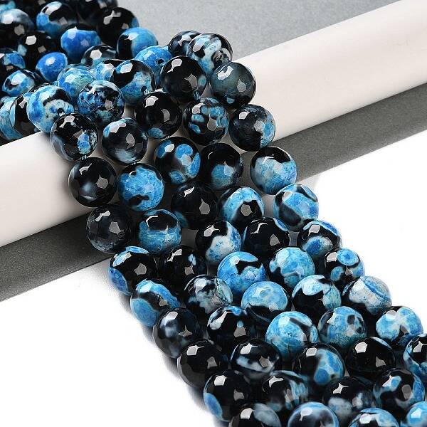 Natural Fire Crackle Agate Beads Strands