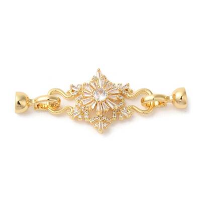Brass Micro Pave Clear Cubic Zirconia Fold Over Clasps