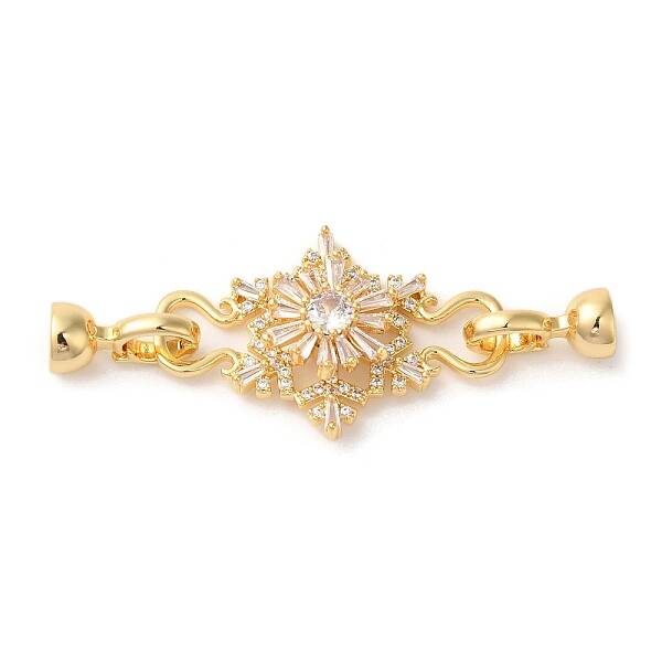 Brass Micro Pave Clear Cubic Zirconia Fold Over Clasps