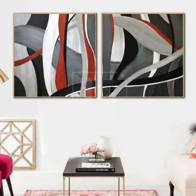 Oil Paint Canvas Set Set Of 2 Abstract Painting Art Calming Painting | SONG OF THE SEA