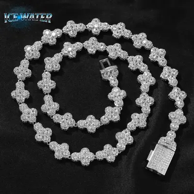 ICE WATER Unisex Iced Out cross Necklace Hip Hop zirconia Cuban Link Chain for Men & Women