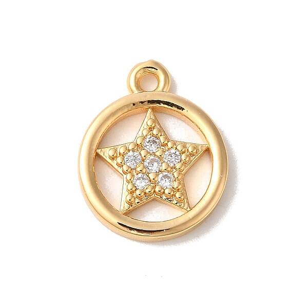 Brass Micro Pave Clear Cubic Zirconia Charms