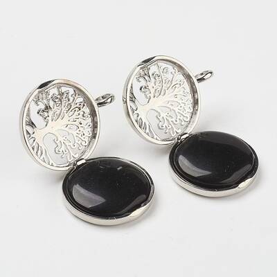 Natural Dyed & Heated Black Agate Pendants