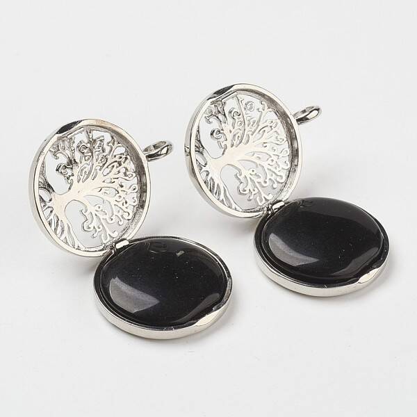 Natural Dyed & Heated Black Agate Pendants