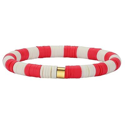 Polymer Clay Heishi Surfer Stretch Bracelet with 304 Stainless Steel Beaded