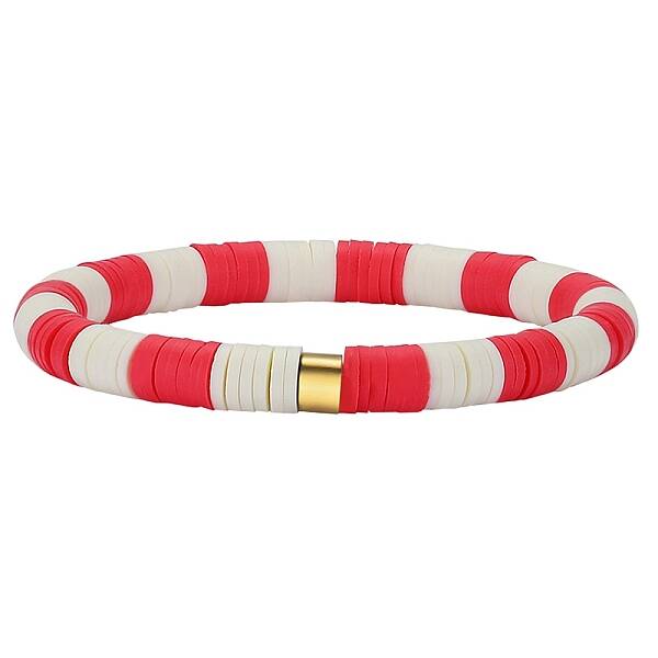 Polymer Clay Heishi Surfer Stretch Bracelet with 304 Stainless Steel Beaded
