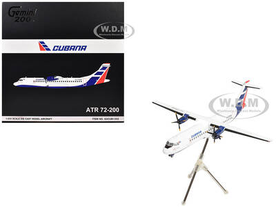 ATR 72-200 Commercial Aircraft Cubana de Aviacion (CU-T1548) White with Red and Blue Tail Gemini 200 Series 1/200 Diecast...