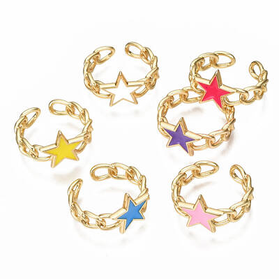 Brass Enamel Cuff Rings