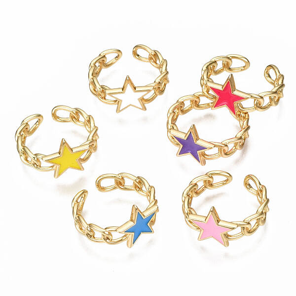 Brass Enamel Cuff Rings