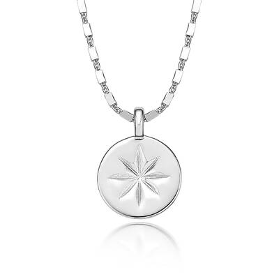 Anti-Tarnish Vintage S925 Silver Eight-pointed Star Coin Pendant Necklace
