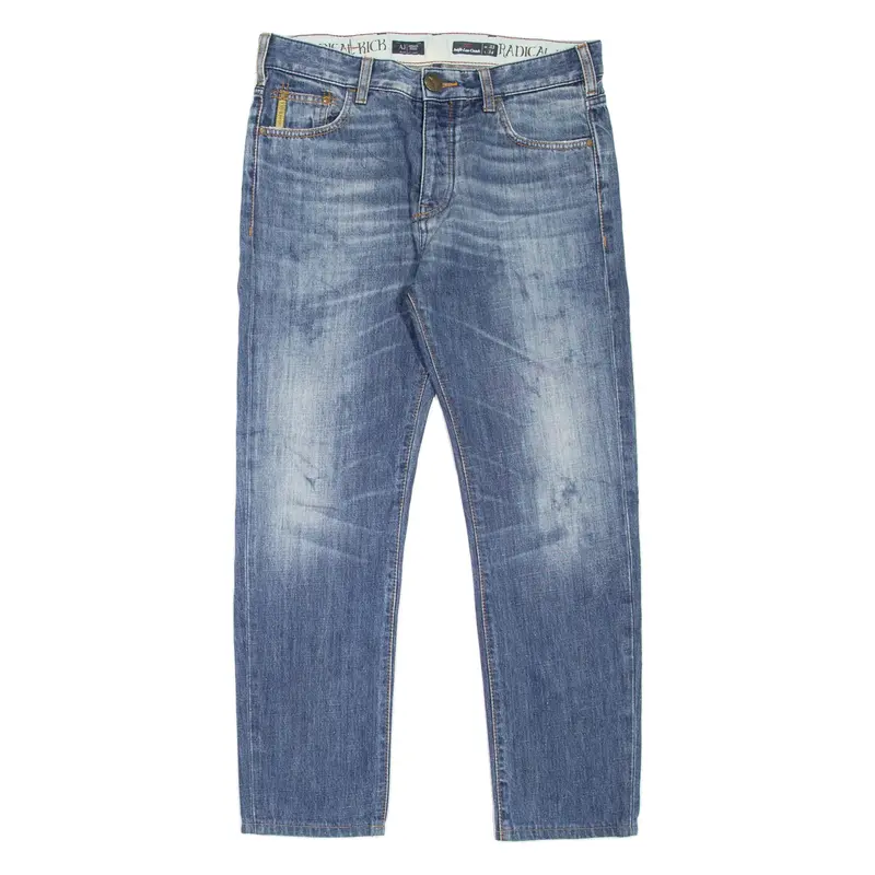 ARMANI JEANS Radical Kick J27 Anti-Fit Low Crotch Mens Jeans Blue Slim Straight W33 L27