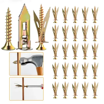 60Count Drywall Self Drilling Anchors and Screws,Easy Application,No Drill or Holes in Wall,Heavy-Duty Zinc-Plated Steel Anch...