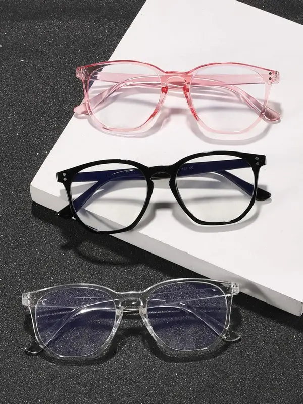 Unisex Plain Color Anti-blue Light Eyeglasses, Trendy Casual Eyeglasses for Everyday Use, Fashion Accessories for Outdoor Act...