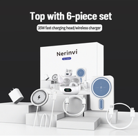 Nerinvi 6 in 1 Magnetic Wireless Charging & Audio support group - 5000mah mobile power supply, 20W Fast charger, Type-C to Fa...