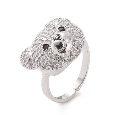 Cubic Zirconia Bear Open Cuff Rings
