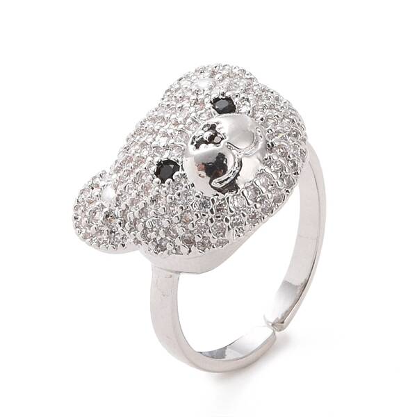 Cubic Zirconia Bear Open Cuff Rings