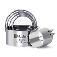 5-P Stainless Steel Round Biscuit Cutter Set with Handles - Professional Baking Tools