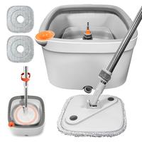 KZKR Spin Mop and Bucket System with Dual Compartment Mop Bucket & Thick Washable Microfiber Pads for Home Cleaning Household...