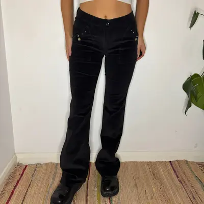 Smalto Cord Trousers - 28W UK 8 Black Cotton Blend