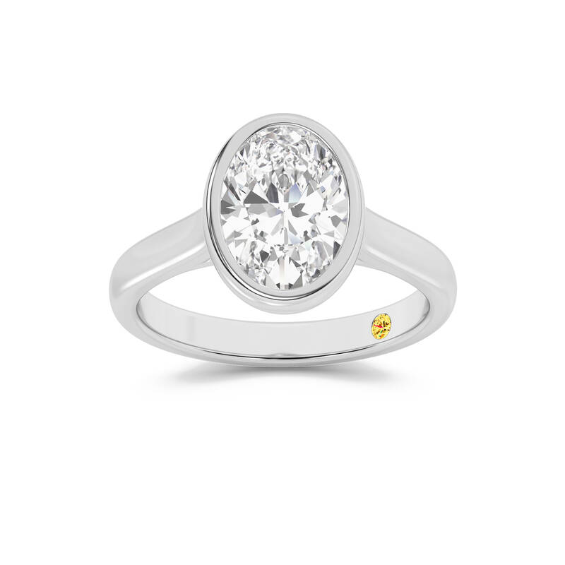 Secret Kiss Bezel Set Oval Lab Grown Diamond Engagement Ring | 10K White Gold 2 1/2 CT. TW.