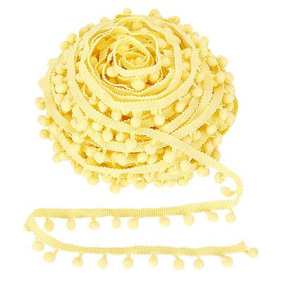 PH  20 Yards Pom Pom Trim Yellow Fringe Ball Trim