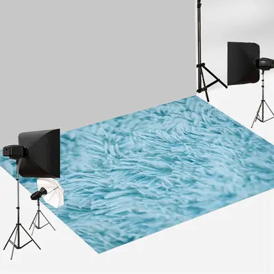Blue Realistic Villus Fabric Texture Bokeh Floor Mat - Aperturee