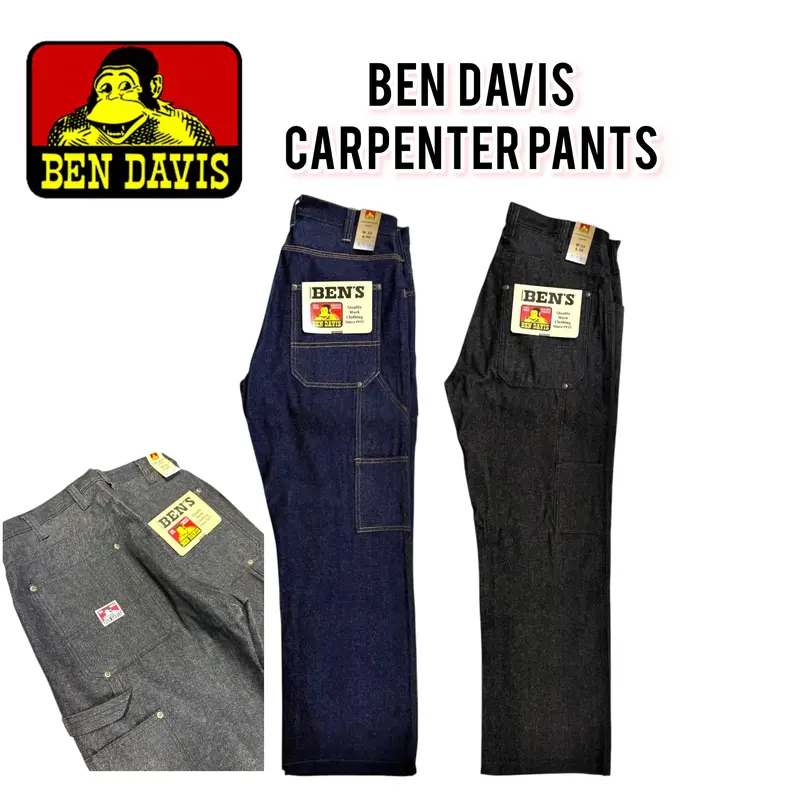 Ben Davis Carpenter Pants - 14-oz Heavyweight Denim, 100% Cotton, Regular Fit, Brass Rivets, Utility Pockets, All Seasons, Be...