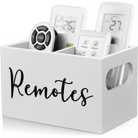 Remote Control Organizer Storage Holder, 1 Count Wooden 2-grid Desktop Storage Box, Remote Control Storage Box for Home Offic...