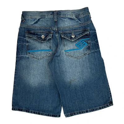 Enyce Denim Shorts - 30W 13L Blue Cotton