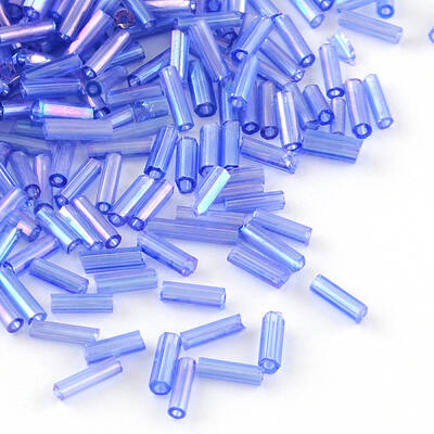 AB Color Plated Glass Bugle Beads