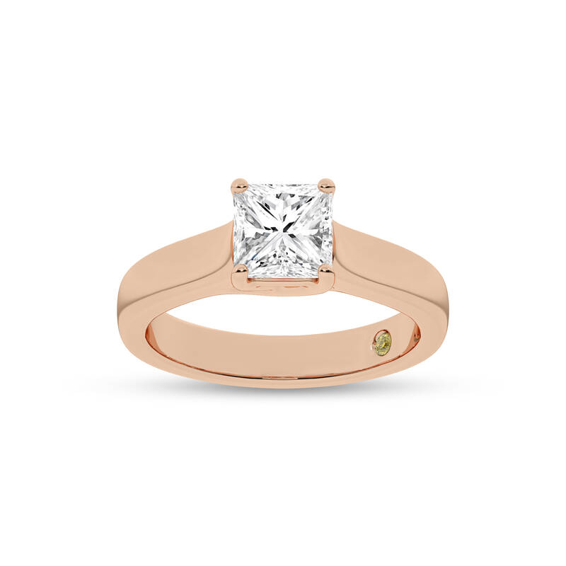 Bold Cross Prong Princess Cut Lab Grown Diamond Solitaire Ring | Rose Gold  1 - 4 CT. TW.