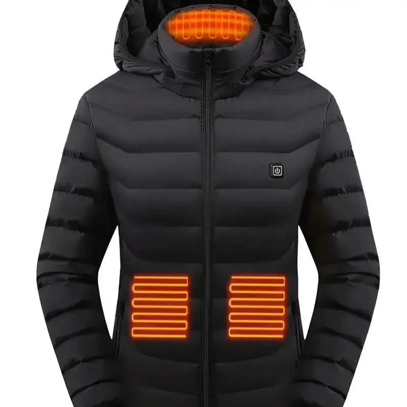 【Power Bank or Battery Pack Not included 】Unisex Heated Cotton Jacket - 9 Heating Zones, Waterproof, Rechargeable & Machi...