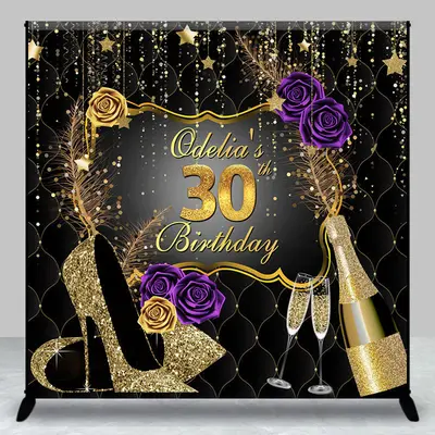 Black Gold High Heels Custom 30th Birthday Backdrop