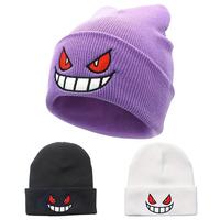 y2k Beanie Anime Devil Embroidered Beanies Solid Color Trendy Knit Hats Party Hats Soft Stretchy Skull Cap Warm Ski Hat Unise...