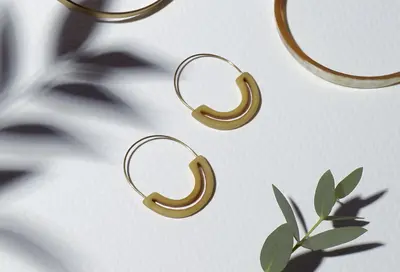 Ariana Carved Hoop Earrings - Aqua Sky
