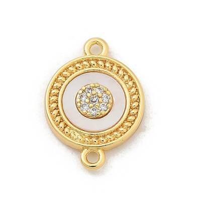 Brass Micro Pave Clear Cubic Zirconia Connector Charms