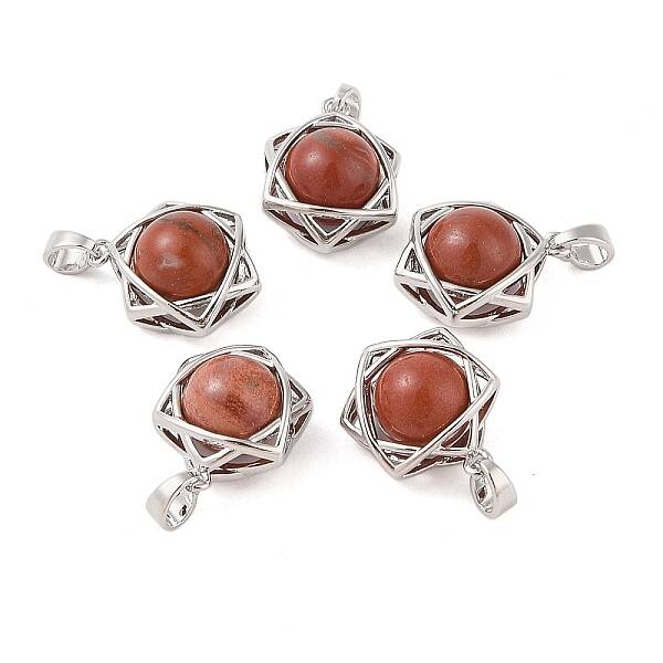 Natural Red Jasper Round Pendants