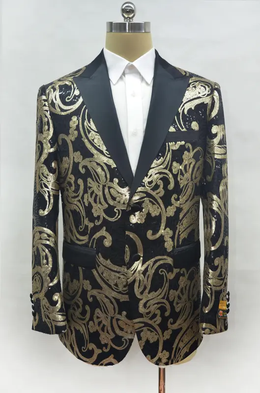 big and tall mens tuxedos - Black and Gold Tuxedo