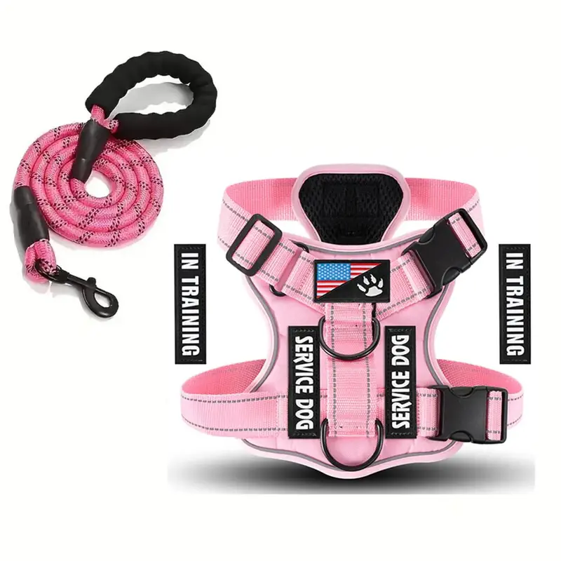 Dog Harness with Leash, 1 Count Reflective Dog Harness & 1 Count Durable Leash, Pet Training Harness, Outdoor Activity Pet Su...