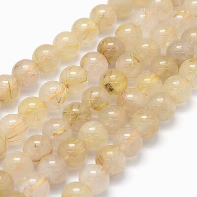 Grade AB+ Natural Gold Rutilated Quartz Beads Strands